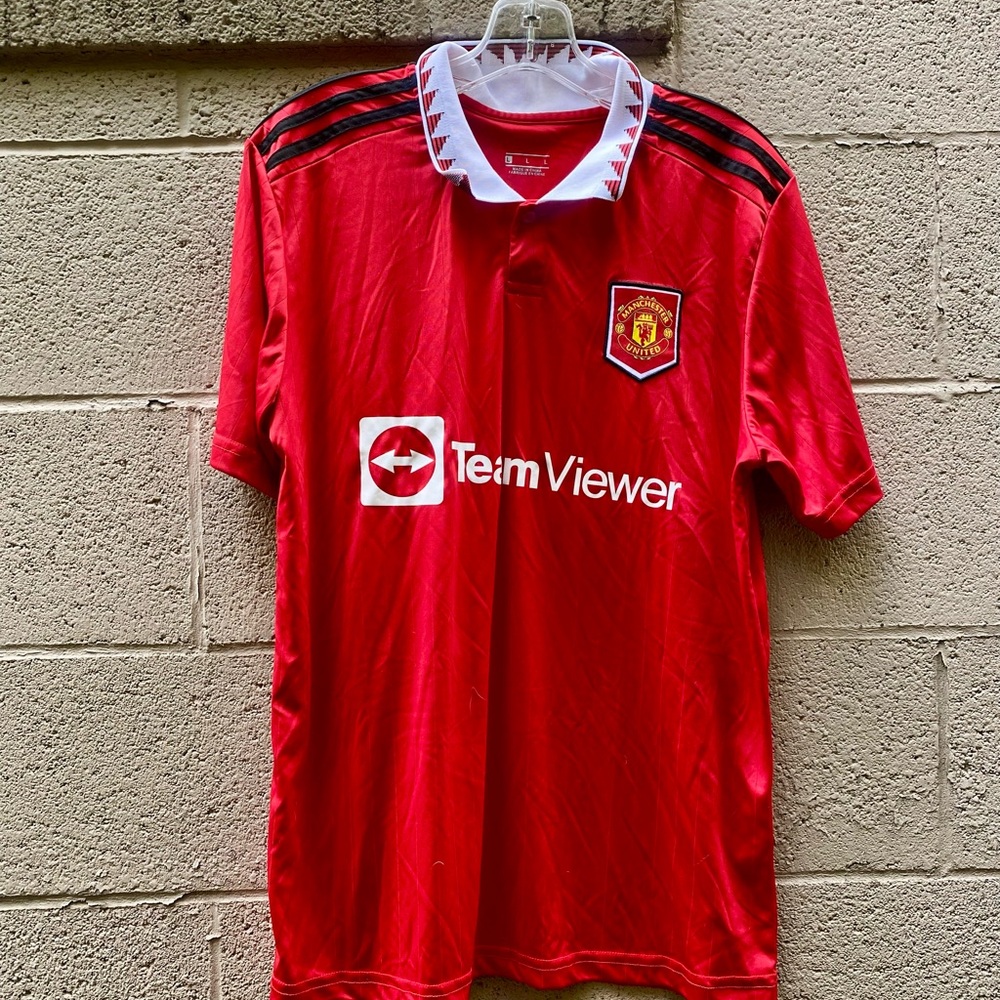 Manchester United Red TeamViewer Soccer Jersey